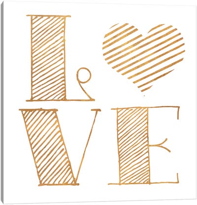Love Heart Gold Canvas Art Print - Sd Graphics Studio