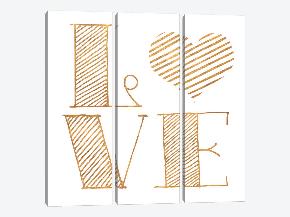 Love Heart Gold by SD Graphics Studio 3-piece Canvas Art
