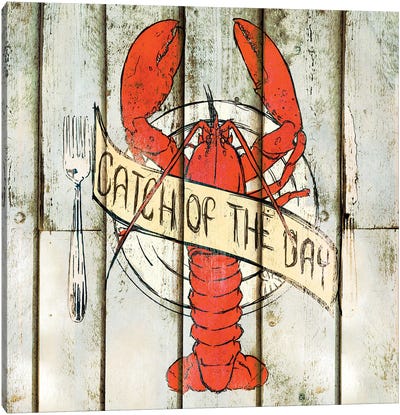 Catch of the Day Square Canvas Art Print - Lobster Art