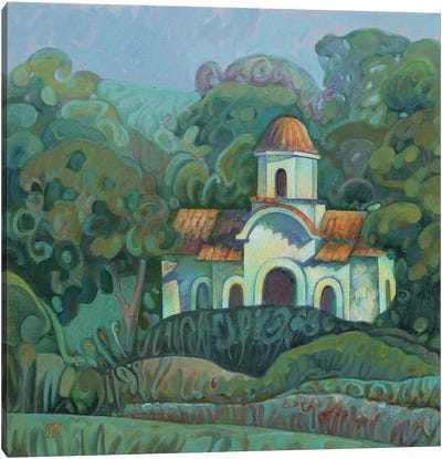Chapel In Kókkino Neró Canvas Art Print - Serge Vasilendiuc