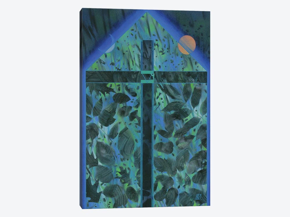 Night Cross House by Serge Vasilendiuc 1-piece Art Print