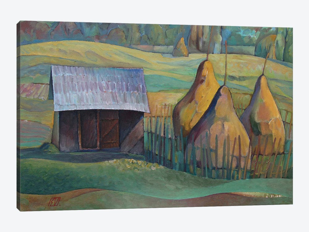 Haystacks In Iacobeni by Serge Vasilendiuc 1-piece Canvas Print