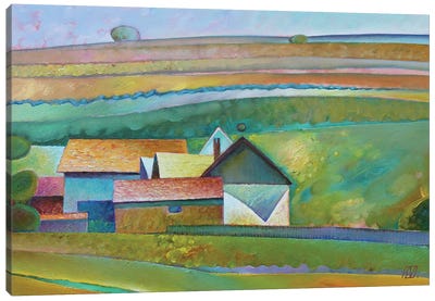 Landscape From Brădet Village Canvas Art Print - Fine Art Meets Folk