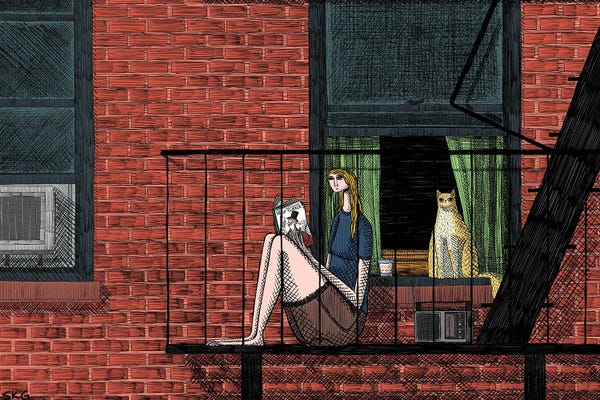 Fine Art Print: Life Demands Less On A Fire Escape by Sean Gallagher