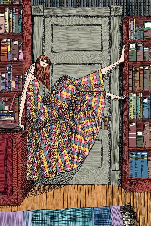 She Wore A Plaid Dress In The Library by Sean Gallagher wall art