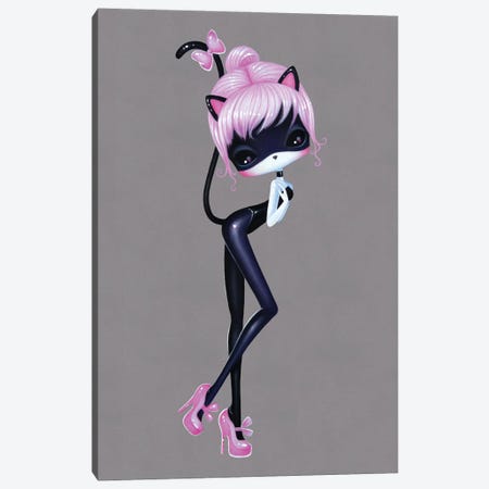 Pink Cat Canvas Print #SHB184} by Stéphanie Bouw Canvas Wall Art