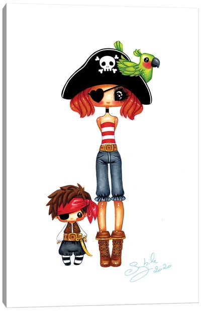 Pirates Canvas Art Print - Friendly Mythical Creatures