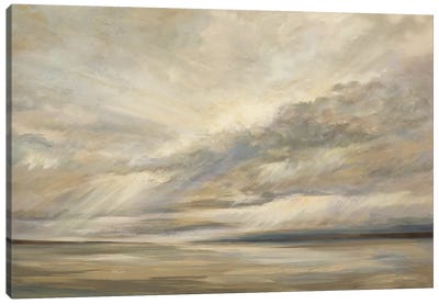 Storm On The Bay Canvas Art Print - Abstract Bathroom Art