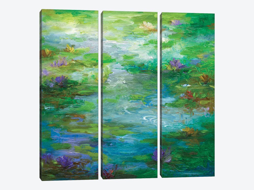 Water Lily Pond I by Sheila Finch 3-piece Canvas Artwork