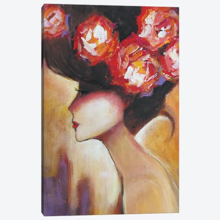 Lady With Roses Canvas Print #SHH12} by Lana Shamshurina Canvas Print