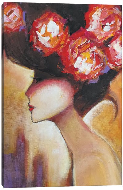 Lady With Roses Canvas Art Print - Lana Shamshurina
