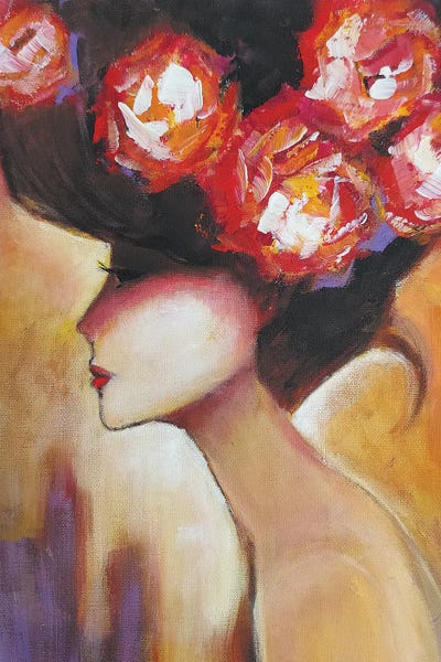 Lana Shamshurina: Lady With Roses by Lana Shamshurina