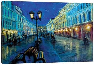 Starry Street Canvas Art Print - Russia Art
