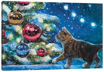 Christmas Kitten I Canvas Art Print - Kitten Art