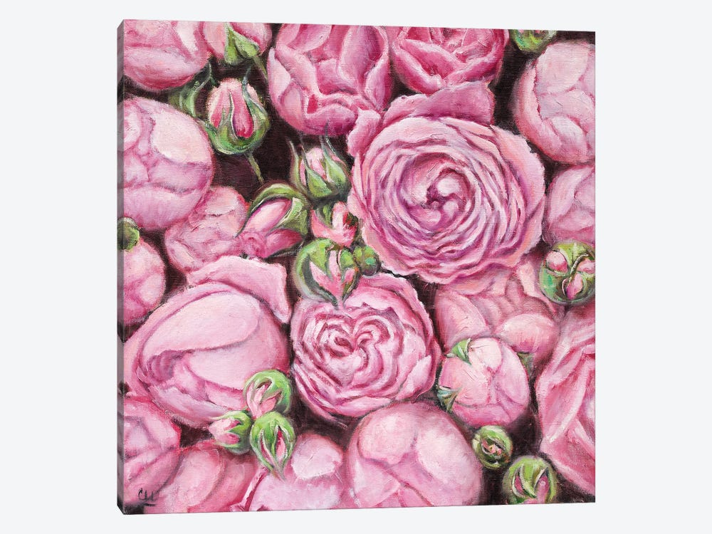 Pink Roses Flat Lay by Lana Shamshurina 1-piece Canvas Print