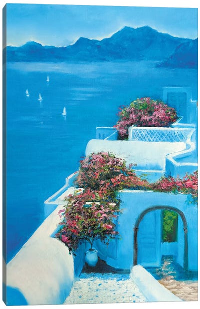 Santorini Canvas Art Print - Mediterranean Décor
