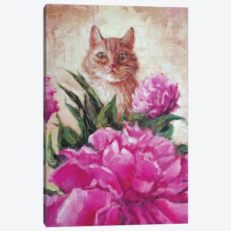 Peonies For Cat Canvas Print #SHH31} by Lana Shamshurina Canvas Print
