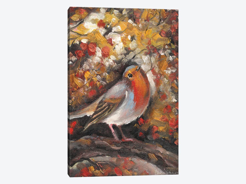 Robin Bird In Autumn by Lana Shamshurina 1-piece Canvas Wall Art