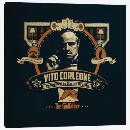 Vito Corleone Canvas Print #SHI11} by Shinewall Canvas Wall Art