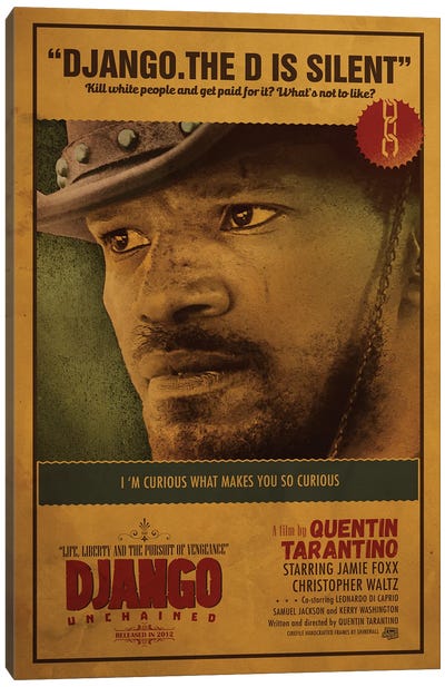 Django Unchained Canvas Art Print - Western Movie Art