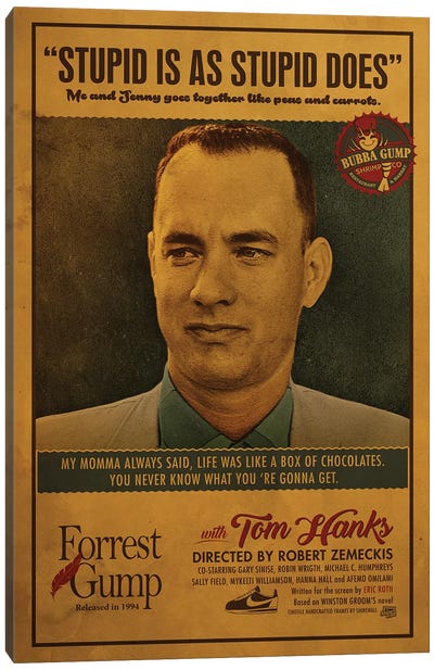 Forrest Gump Canvas Art Print - Tom Hanks