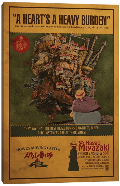 Howls Moving Castle Canvas Art Print - Vintage Movie Posters