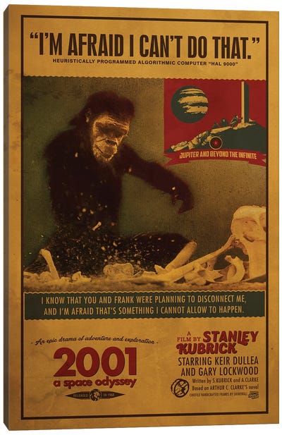 2001: A Space Odyssey Canvas Art Print - Vintage Movie Posters