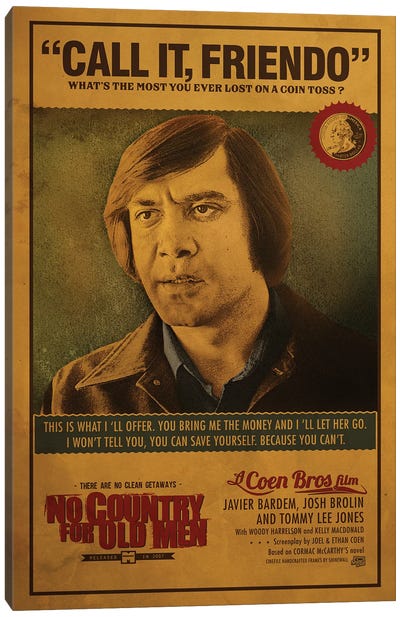 No Country For Old Men Canvas Art Print - Western Movie Art