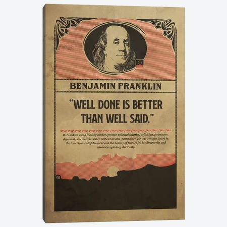 Benjamin Franklin Retro Poster Canvas Print #SHI45} by Shinewall Canvas Art