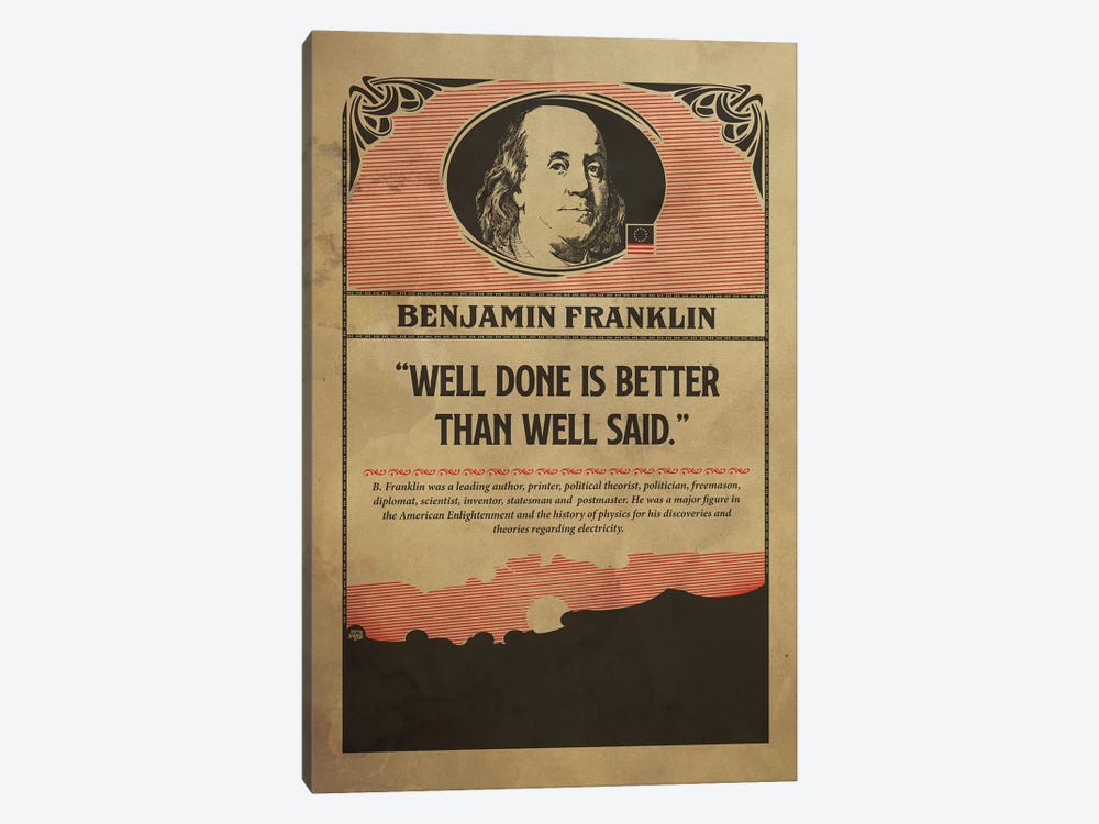 Benjamin Franklin Retro Poster by Shinewall 1-piece Canvas Artwork