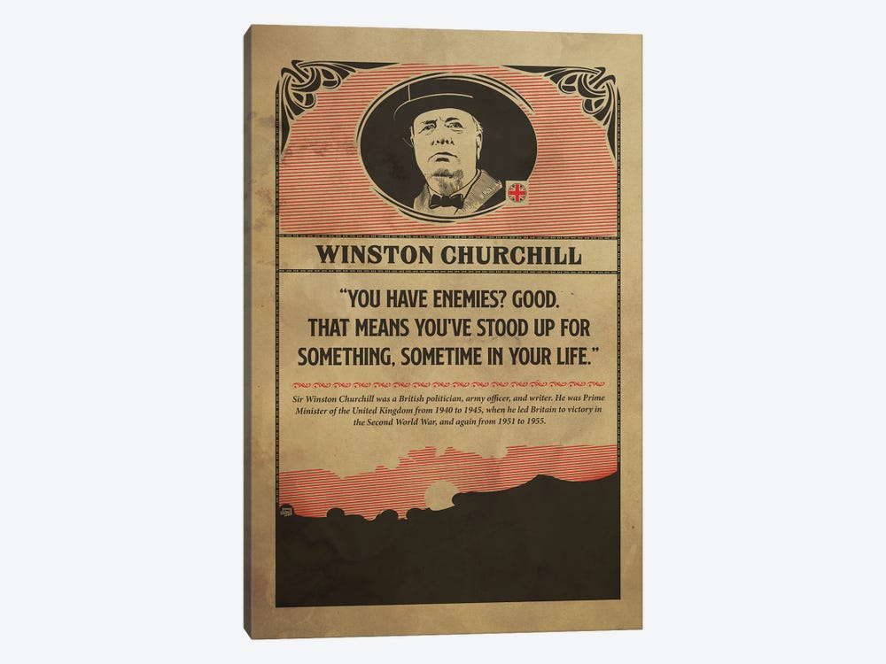 Churcill Retro Poster by Shinewall 1-piece Canvas Print