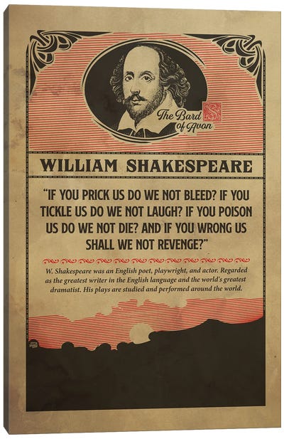 Shakespear Retro Poster Canvas Art Print - Author & Journalist Art
