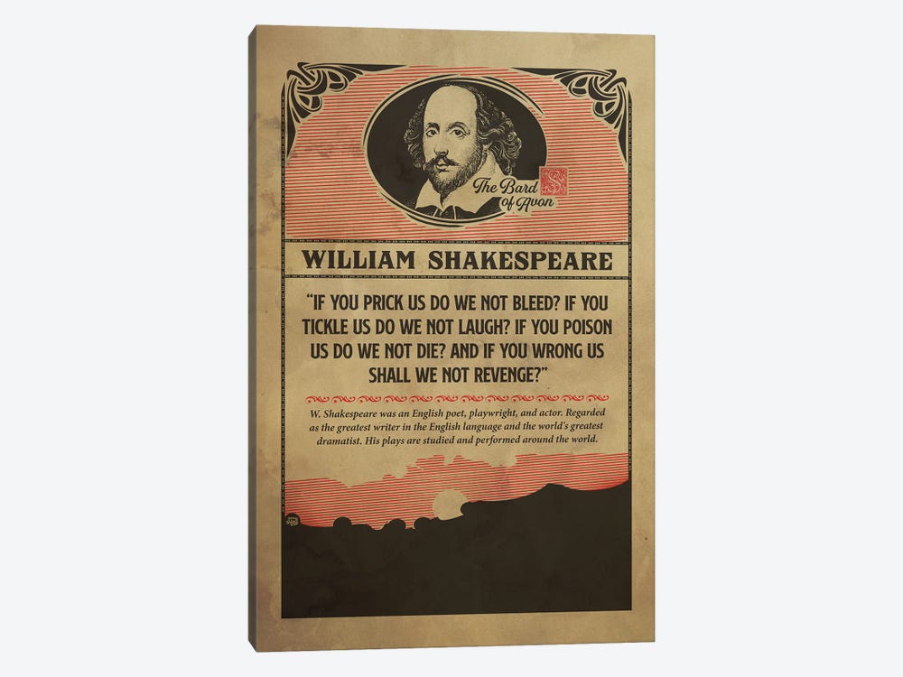 Shakespear Retro Poster by Shinewall 1-piece Canvas Print