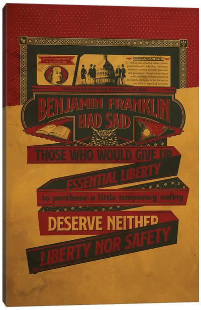 Benjamin Franklin Poster Canvas Art Print - Shinewall