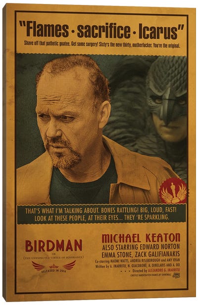 Birdman Canvas Art Print - Michael Keaton