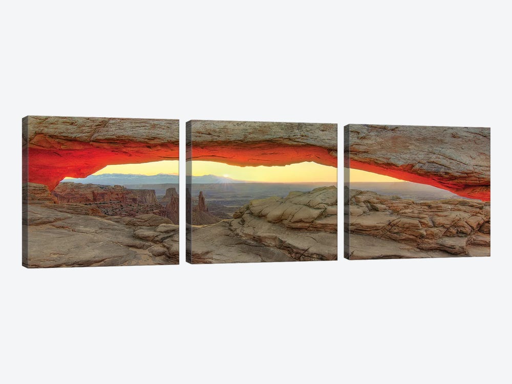 New Day Dawning At Mesa Arch by Bill Sherrell 3-piece Canvas Wall Art
