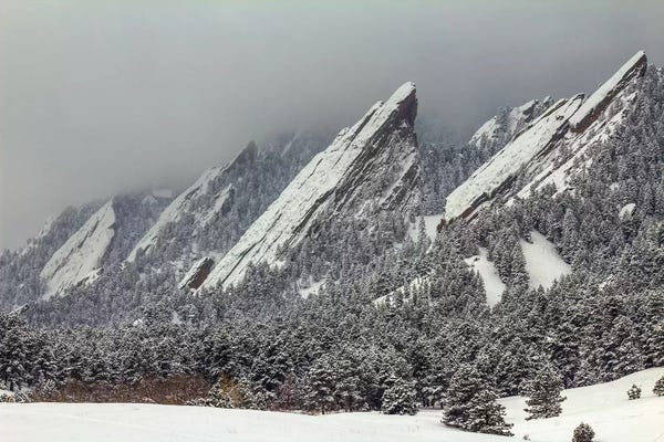 Snowy Mountains: Snow On The Flatirons by Bill Sherrell