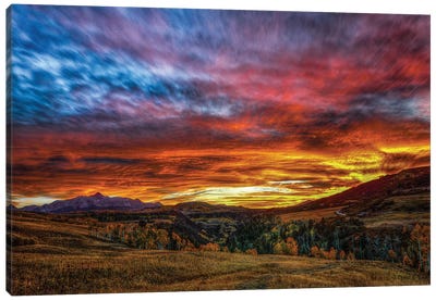 A Sunset To Remember Canvas Art Print - Mountain Sunrise & Sunset Art