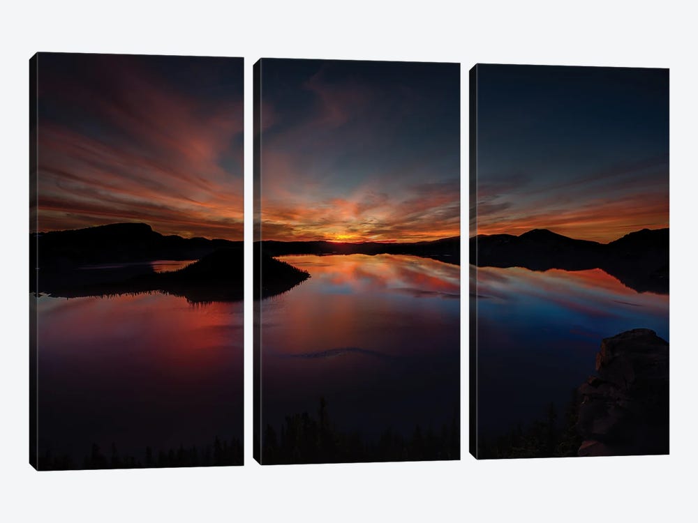 Dawn At Crater Lake I by Bill Sherrell 3-piece Canvas Art