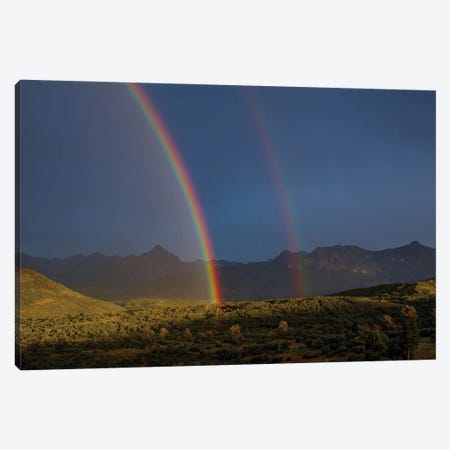 Double Rainbow Over Mount Sneffels Canvas Print #SHL368} by Bill Sherrell Canvas Artwork
