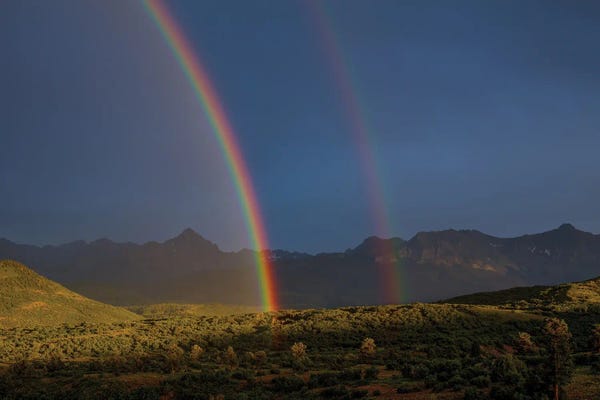 Rainbows: Double Rainbow Over Mount Sneffels by Bill Sherrell