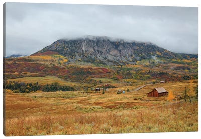 Autumn Barn At Deep Creek Mesa Canvas Art Print - Bill Sherrell