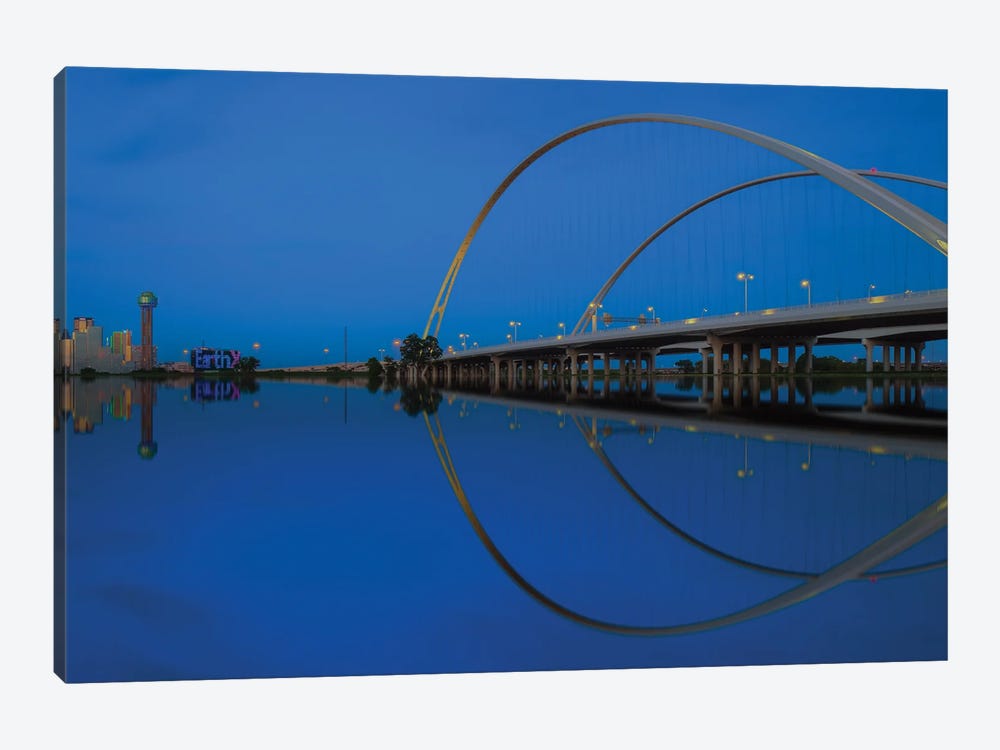Margaret McDermott Bridge And Dallas Skyline by Bill Sherrell 1-piece Canvas Artwork