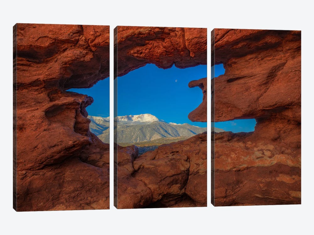 A Peek At Pikes Peak by Bill Sherrell 3-piece Canvas Print