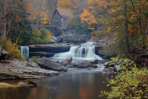 Bill Sherrell: Morning Mist At Glade Creek Grist Mill by Bill Sherrell