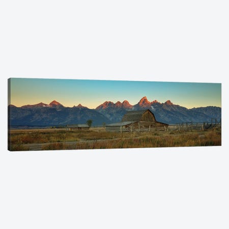 Sunrise Over John Moulton Barn Panoramic Canvas Print #SHL519} by Bill Sherrell Art Print