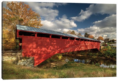 Barrackville Covered Bridge Canvas Art Print - River, Creek & Stream Art