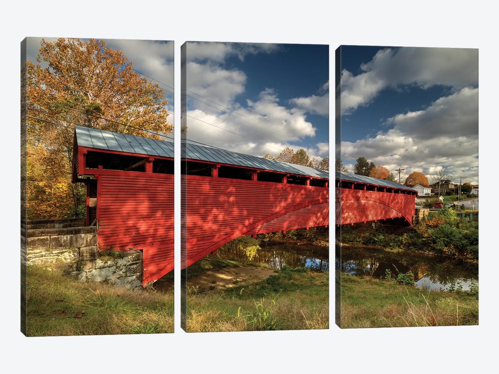 Barrackville Covered Bridge by Bill Sherrell 3-piece Art Print