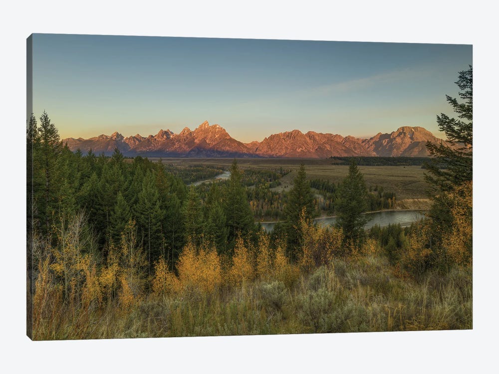 Dawn At The Snake River And The Grand Tetons by Bill Sherrell 1-piece Canvas Art Print