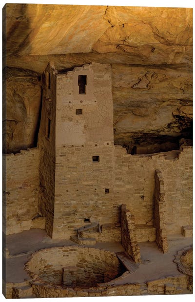 Last Rays Over A Mesa Verde Cliff Tower Canvas Art Print - Tower Art
